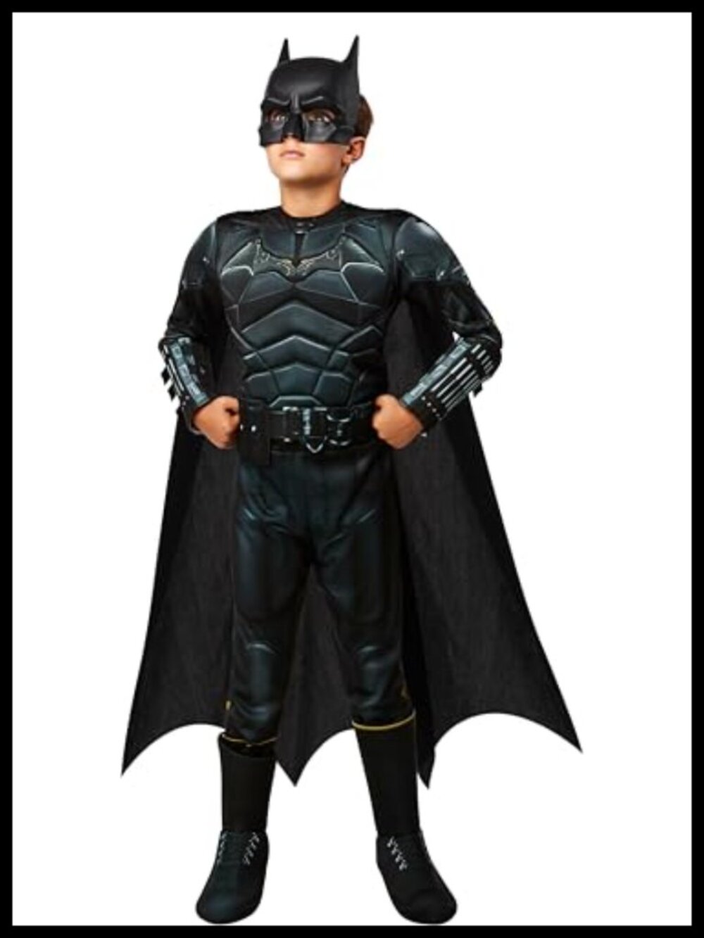 Boys Batman Costume Small 6/7 Padded Jumpsuit Cape Mask Belt